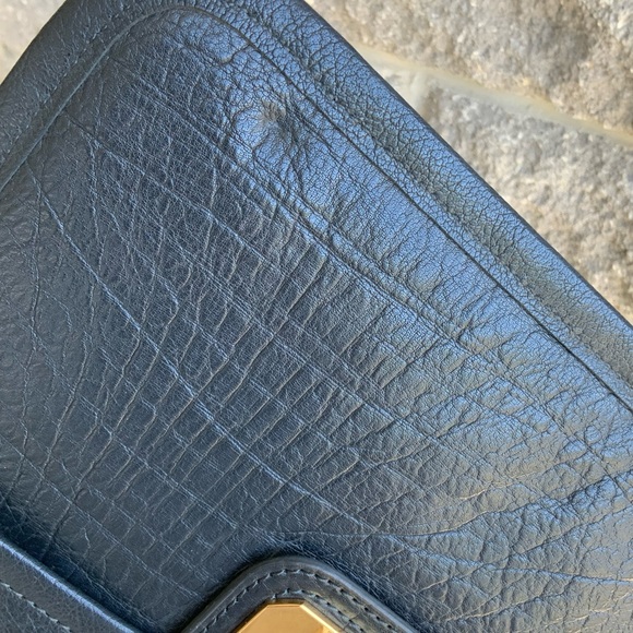 Vintage Y2K JUICY COUTURE Leather Steel Grey Flat Large Clutch Bag BRAND NEW - Picture 15 of 16